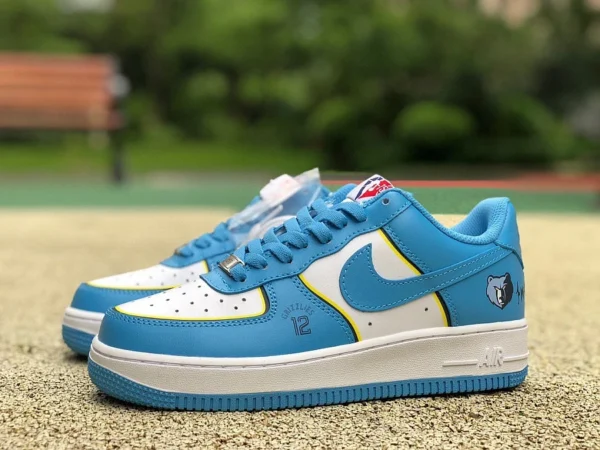 Мужские низкие кроссовки AF1 белые синие желтые линии Nike Air Force 1'07 AF1 Air Force One BS8856-121