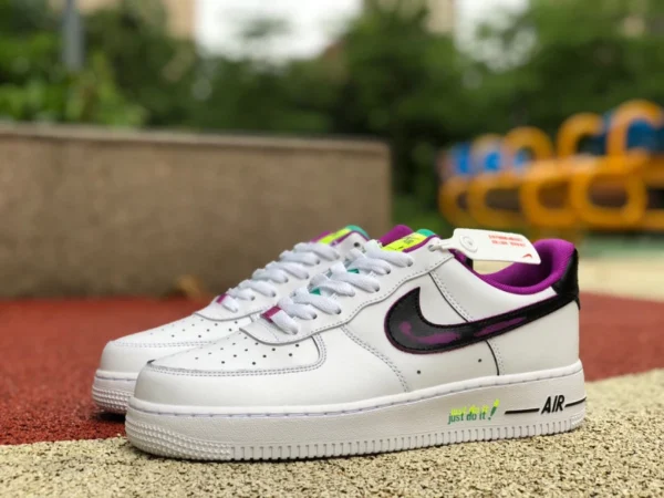 Мужские низкие кроссовки AF1 белые черные фиолетовые низкие Nike Air Force 1'07 AF1 Air Force One DX3933-100