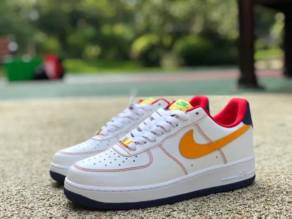 Мужские низкие кроссовки Nike Air Force 1'07 AF1 Air Force One белые, желтые, красные низкие af1234-010