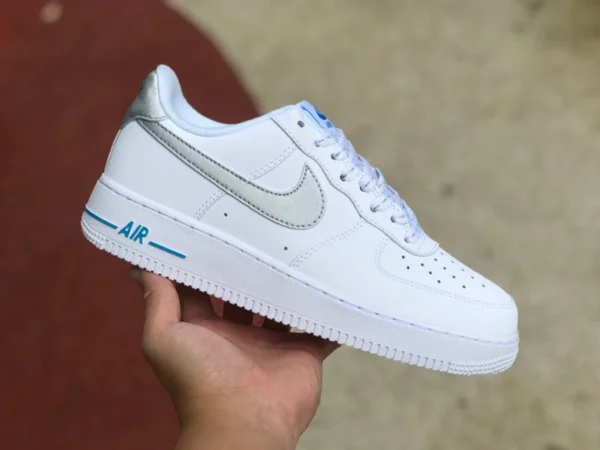 Бело-синие низкие повседневные кроссовки Nike Air Force 1 '07 бело-синие AF1 DR0142-100