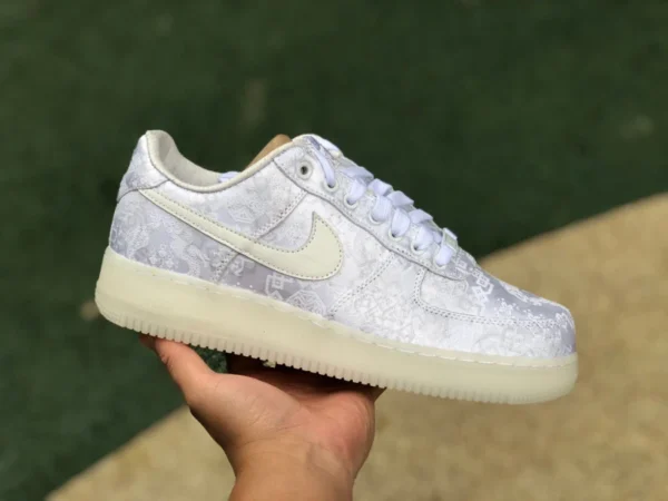 AF1 белые шелковые оригинальные кроссовки Clot X Nike Air Force World с шелковыми суставами AO9286-100