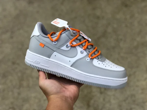 AF1 белые серо-оранжевые низкие кроссовки Nike Air Force 1 '07 SE AF1 Air Force One cv1724- 107