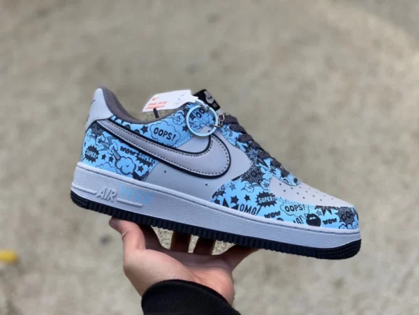 AF1 серо-синий граффити 3M low Низкие повседневные кроссовки Nike Air Force 1'07 Low Air Force One zg0088-822