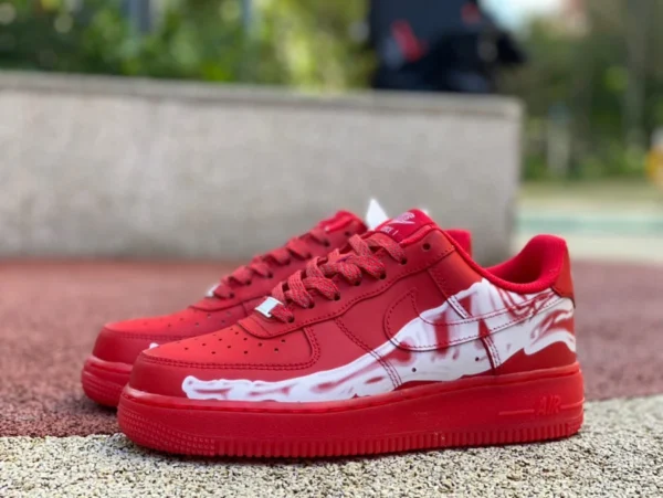 Низкие кроссовки Nike Air Force 1'07 Low, большие красные прозрачные кости X-ray AF1, ограниченный цвет для Хэллоуина Air Force 1 CU8067-600