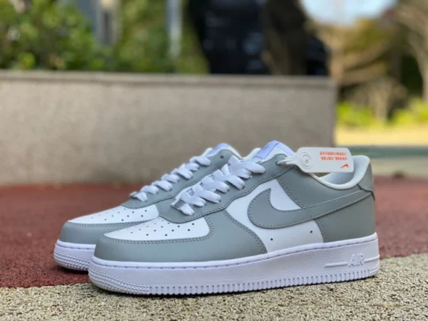 AF1 серые низкие кроссовки Nike Air Force 1 07 Low White Grey серые низкие кеды FD9763-101