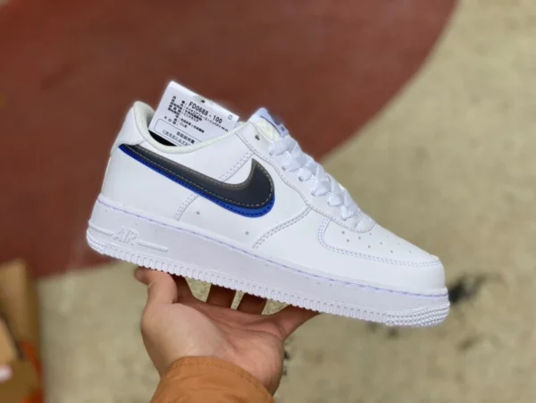 AF1 чисто-белые с двойным крючком черные синие низкие кроссовки Nike Air Force 1 Low lmpact Next Nature противоскользящие амортизирующие износостойкие низкие кроссовки GS белые FD0688-10