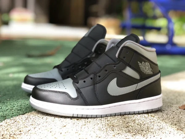 aj1mid черные и серые баскетбольные кроссовки с маленькой тенью Pure Original Air Jordan 1 Mid Shadow AJ1 черно-серые с маленькой тенью BQ6472-007