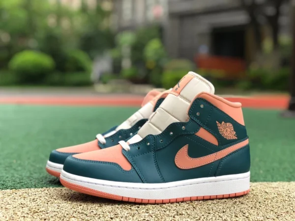 aj1mid синие и оранжевые оригинальные баскетбольные кроссовки Air Jordan 1 Mid AJ1 синие и оранжевые в стиле ретро со средней посадкой BQ6472-308