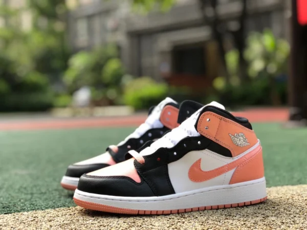 aj1mid черные и белые розовые оригинальные Air Jordan 1 AJ1 черно-белые розовые женские повседневные кроссовки средней высоты DM9077-108