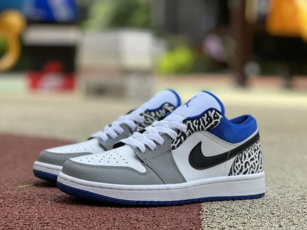 aj1 серо-синий с узором кракле low Air Jordan 1 Low AJ1 True Blue баскетбольные кроссовки с узором кракеля DM1199-140