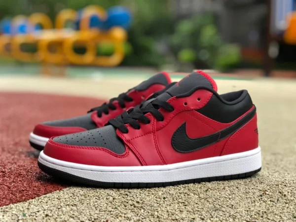 aj1 красно-черные низкие баскетбольные кроссовки Air Jordan 1 Low Gym Red AJ1 красно-черные с низким берцем 553558-605