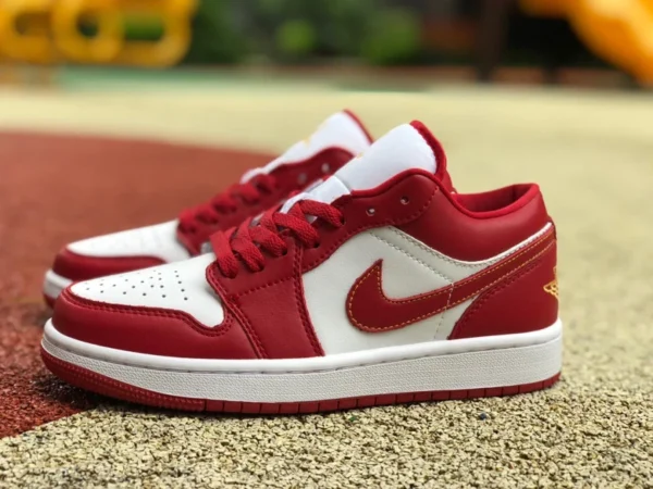 aj1 бело-красные низкие баскетбольные кроссовки Air Jordan 1 Low AJ1 бело-красные с низким берцем 553560-607