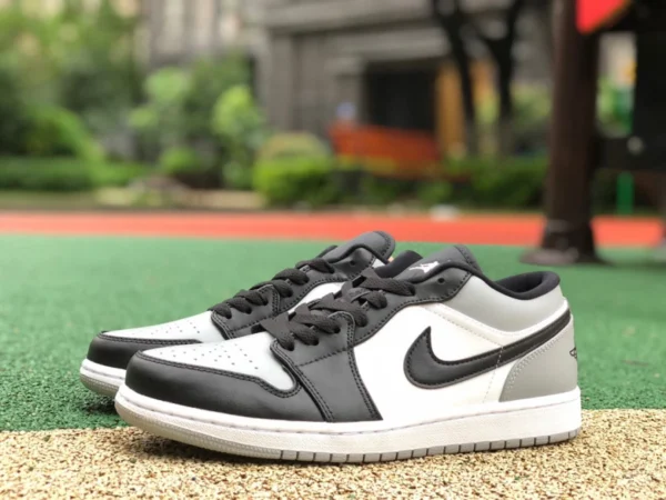 aj1 черно-серый белый low pure original баскетбольные кроссовки Air Jordan 1 Low Shadow Toe AJ1 черно-серые 553558-052