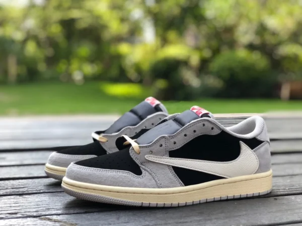 низкие кеды aj1 barb серо-черные Travis Scott x Nike Air Jordan 1 Low Низкие кроссовки AJ1 Joint TS Joint barb DM7866-010