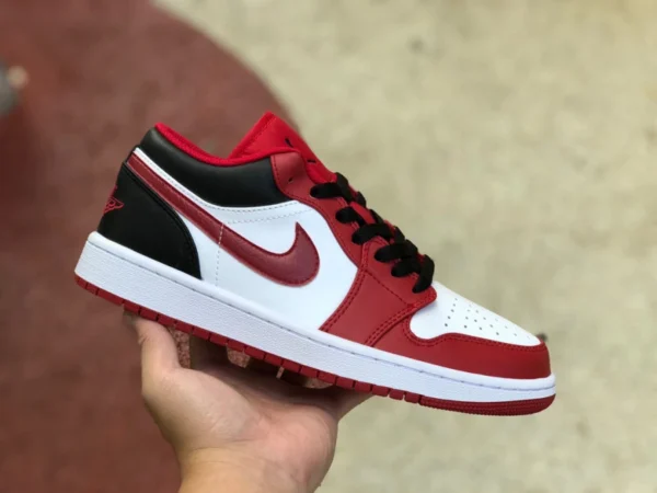 aj1 красный белый черный низкий AIR JORDAN 1 Low AJ1 красный белый черный ретро баскетбольные кроссовки 553558-163