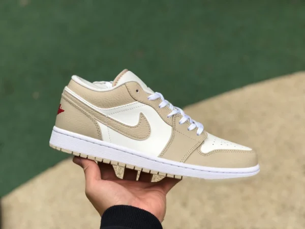 Aj1 парус белый желтый низкий чистый оригинальный Air Jordan 1 Low мужские баскетбольные кроссовки цвета хаки с низким берцем в стиле ретро FB7168-121