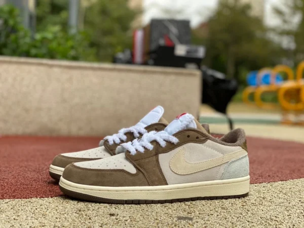 aj1 Год кролика лимитированный бело-коричневый Air Jordan 1 LOW OG Год кролика лимитированная мужская и женская обувь бело-коричневые кроссовки баскетбольные кроссовки DV1312-200