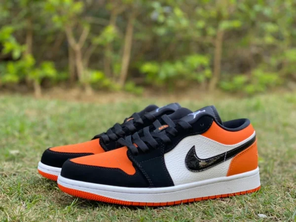 aj1 smashed low pure original Air Jordan 1 Low AJ1 smashed backboard low top черно-белый оранжевый 553558-128