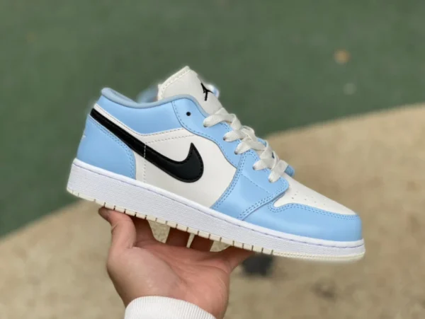 aj1 белый синий ледяной синий low pure original Air Jordan 1 Low GS Ice Blue бело-синие низкие баскетбольные кроссовки 554723-401