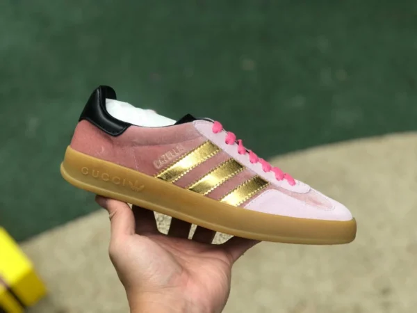 Классические повседневные кроссовки adidas originals x Gucci Gazelle, совместный бренд Gucci, Adidas грязно-розового цвета