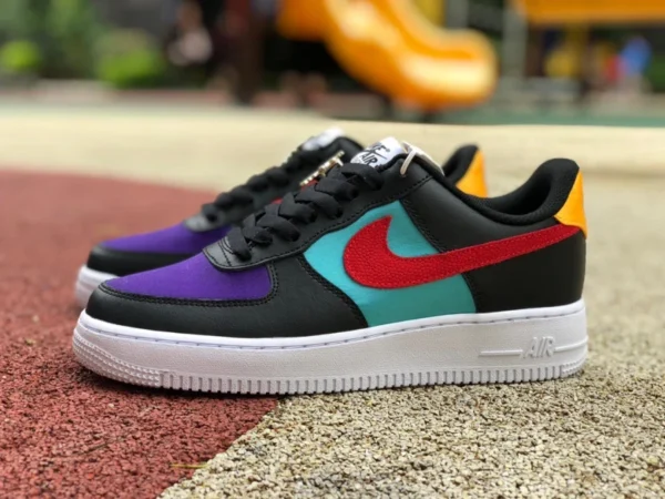 кроссовки Nike Air Force 1 LV8 EMB AF1 black red Purple Gold low DN4178-001