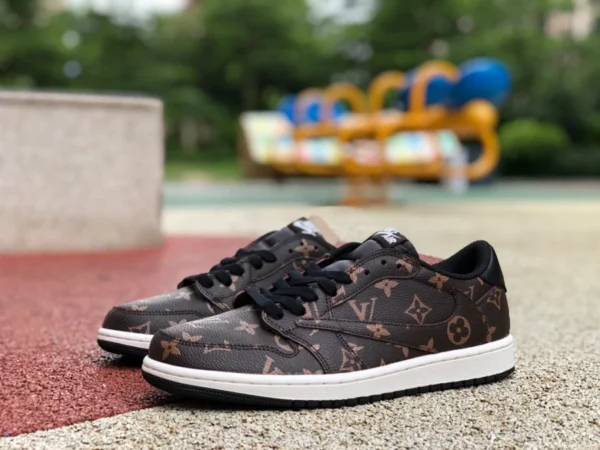 aj1 barb low-top lv Joint коричневые Travis Scott x Nike Air Jordan 1 Low низкие кроссовки AJ1 Joint LV TS Joint barb DM7866-