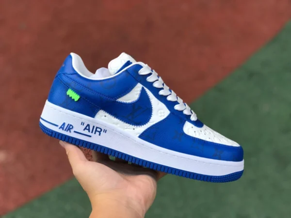 Совместные бело-синие кроссовки Air Force LV Low XP Pure Original от Louis Vuitton x Nike Air Force 1 Low на шнуровке черно-белые совместные кроссовки L