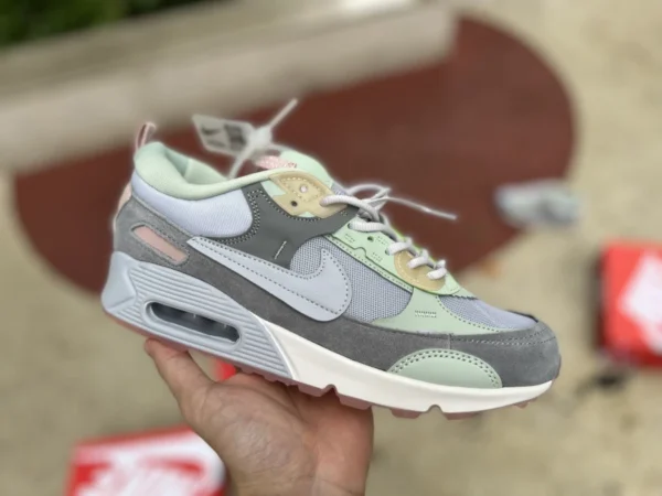 Кроссовки Max90 серо-розово-зеленые Nike Air Max 1 87 QS Gorge Green сине-зеленые DV3887-400