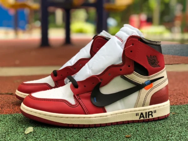 aj1ow Chicago экономичный Air Jordan 1 x OFF-WHITE AJ1 OW шарнир белый и красный Chicago AA3834-101