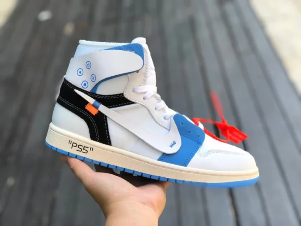 aj1ow pss бело-синий высокий топ Off-White x Air Jordan 1 OW AJ1PSS бело-синий 50818-168