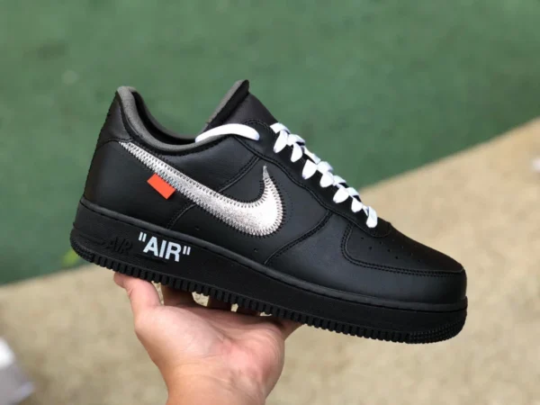 AF1ow черный серебристый чистый оригинал OFF-White x Nike Air Force 1 AF1 OW Joint черный серебристый низкий Air Force One AV5210-100