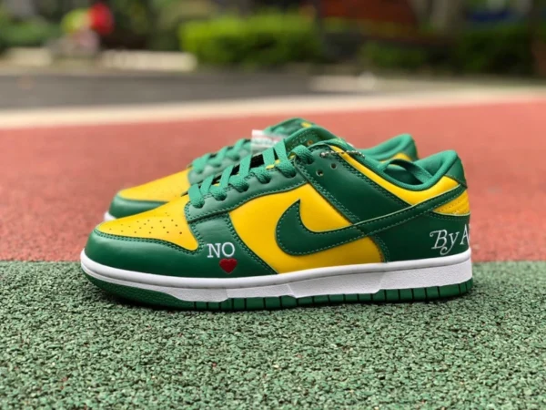 Кроссовки для скейтбординга Dunk Brazil Love Nike Dunk Low, зелено-желтые кроссовки для скейтборда, do7412-983