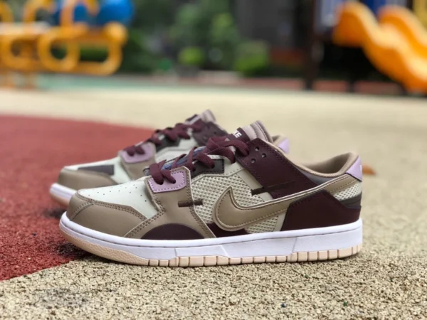 Низкие повседневные кроссовки Nike Dunk Scrap с рисом и коричневой строчкой Dunk DH7450-100