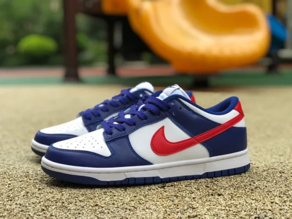 Кроссовки Dunk белые, синие, красные низкие Nike Dunk Low, белые, синие, красные, повседневные кроссовки в стиле ретро с низким берцем DD1503-119