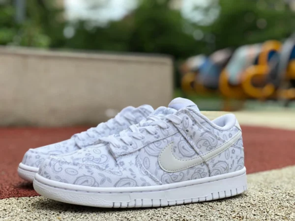 Белые низкие кроссовки Dunk с цветком кешью Nike Dunk Low ESS, повседневные нескользящие кроссовки с цветком кешью в стиле ретро DJ9955-100