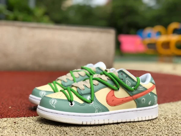 Кроссовки Dunk желто-зеленого цвета с цветком кешью Nike Dunk Low повседневные низкие кеды в стиле ретро DH9765-100