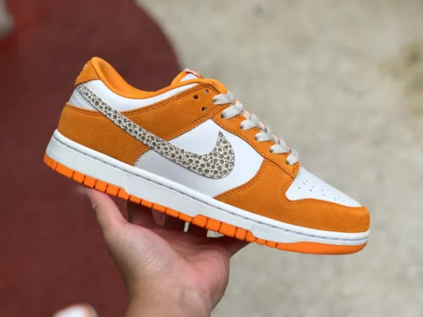 Dunk новые белые оранжевые низкие кроссовки Nike Dunk Low "Safari Swoosh" с леопардовым узором DR0156-800