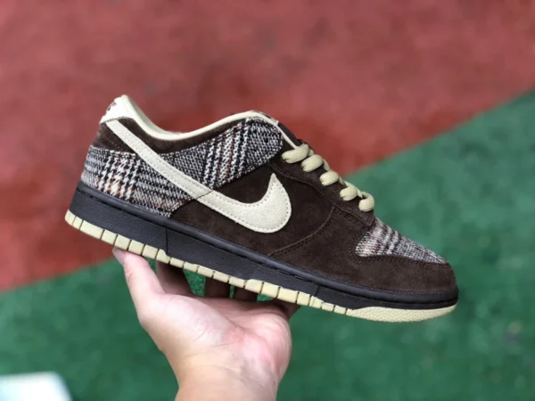 Dunk Stussy в коричневую клетку Nike Joint Stussy x Nike SB Dunk Low Pro Cherry Tweed коричневые туфли для скейтборда в клетку с низким берцем 304