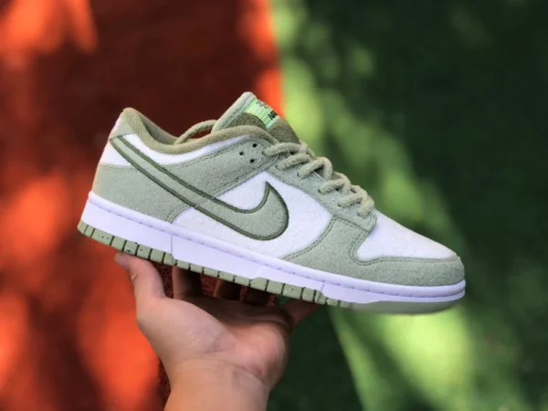 Бело-зеленые замшевые кроссовки Nike Dunk Low Fleece бело-зеленые замшевые низкие повседневные кроссовки в стиле ретро DQ7579-300