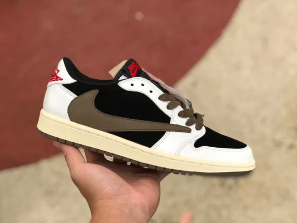 кроссовки aj1 barb черного цвета с низким берцем цвета мокко кремового цвета Travis Scott x Air Jordan 1 Low с низким берцем TS Joint cq4277-990