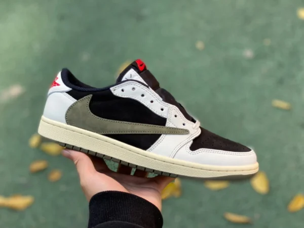 aj1 barb low оливково-зеленый вырезанный кусок чистый оригинал Travis Scott x Air Jordan 1 Low OG WMNS "Olive" DZ4137-106