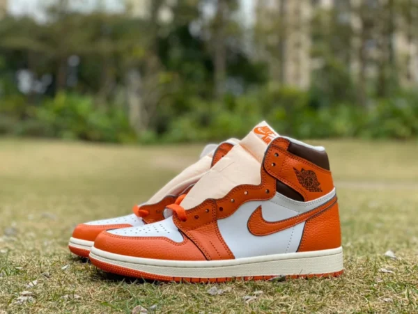 aj1 маленькая сломанная пряжка Hermès оранжевая экономичная версия Air Jordan 1 High Starfish AJ1 белая оранжевая маленькая сломанная пряжка высокий верх ретро DO9369-101