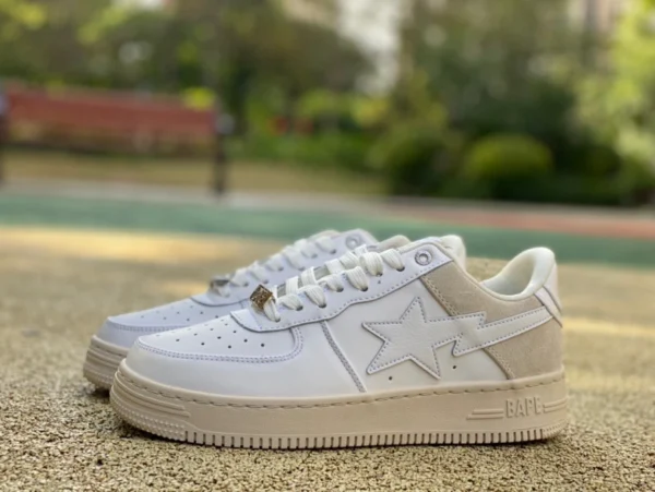 Bape Sta модные износостойкие нескользящие низкие повседневные кроссовки облачно-белые 1G70-191-042