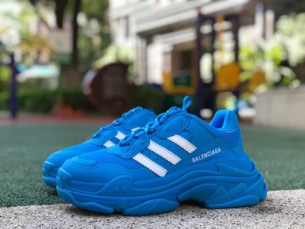 Совместный бренд Balenciaga Adidas синий Balenciaga x Adidas клеверные туфли Triple S для папы Кроссовки Balenciaga