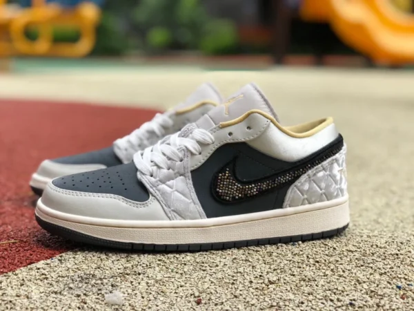 aj1 черно-серые сатиновые низкие мужские баскетбольные кроссовки Air Jordan 1 Low SE черно-серые сатиновые нескользящие DV1762-001