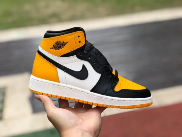 Оригинальные женские кроссовки Air Jordan 1 High OG "Yellow Toe" aj1 с черным и желтым носком aj1 575441-711