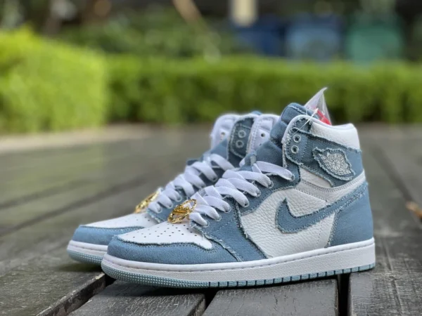 aj1 джинсовая ткань Air Jordan 1 High OG из денима с высоким берцем AJ1 повседневная спортивная обувь с эффектом потертости DM9036-104