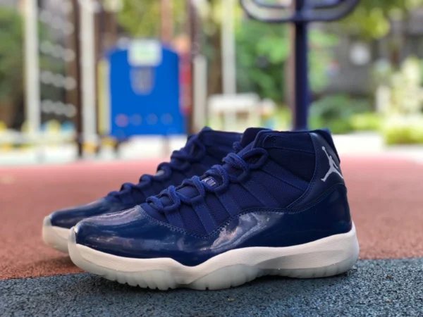 aj11 сине-белые высокие кроссовки оригинальные Air Jordan 11 темно-синие новые бело-синие AT7802-115