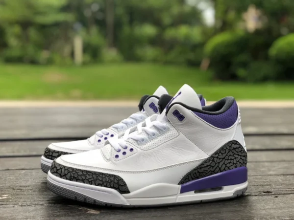 aj3 бело-фиолетовый с взрывным узором Air Jordan 3 Dark Iris бело-фиолетовый Белый/черный-темный ирис-цементно-серый CT8532