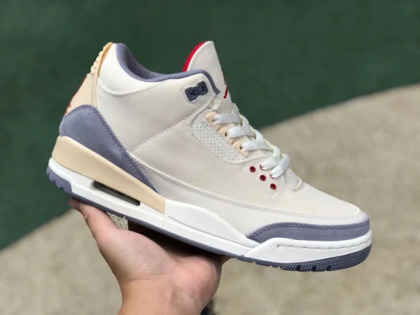 Aj3 рисовый белый серый чистый оригинальный Air Jordan 3 AJ3 рисовый белый серый хлопок ретро баскетбольные кроссовки DH7139-100